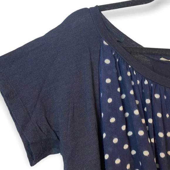 HACHE Wool  Navy Blue Polka Dot Loose Fit Ruffle Hem Top - Picture 5 of 8